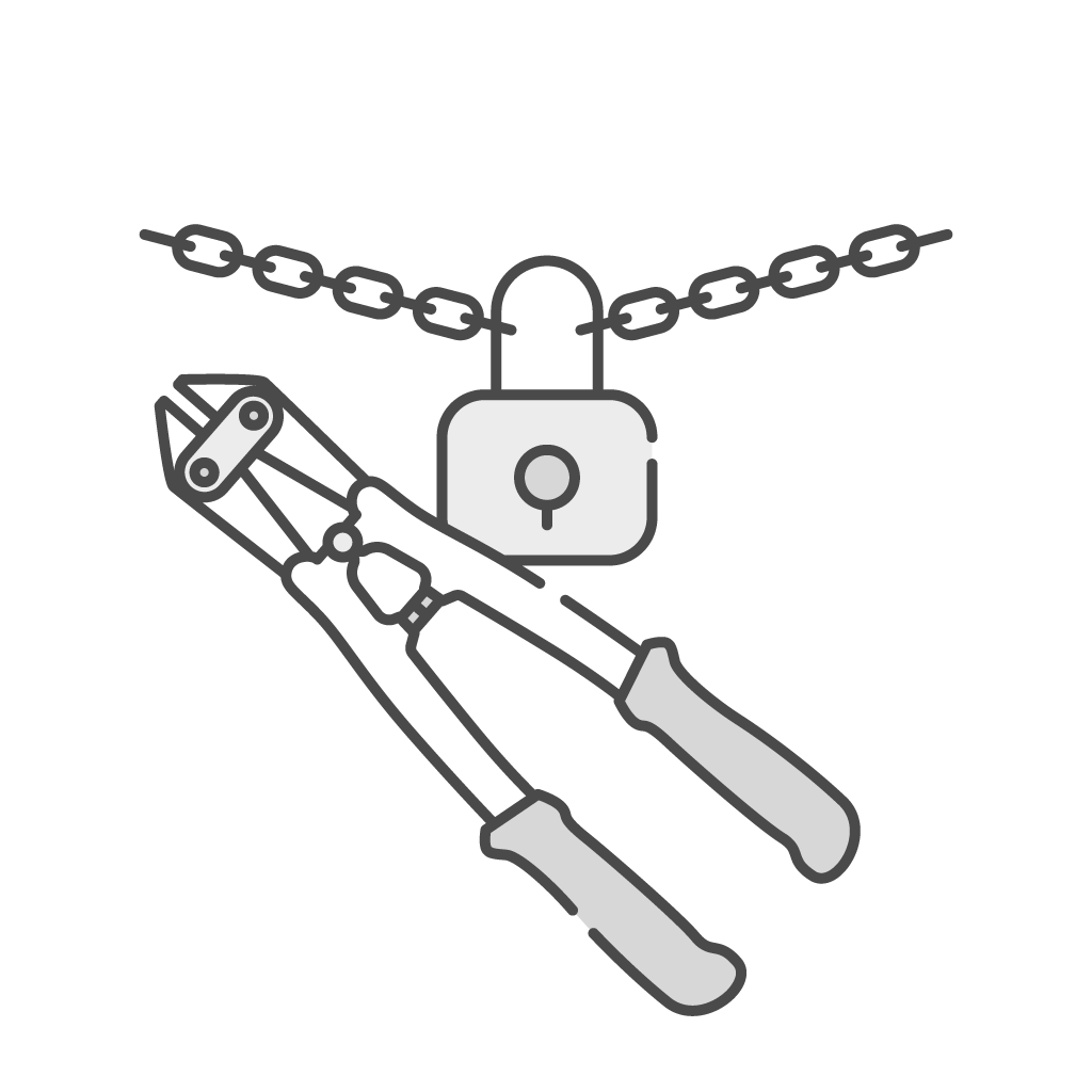 chain-with-lock-and-the-bolt-cutters